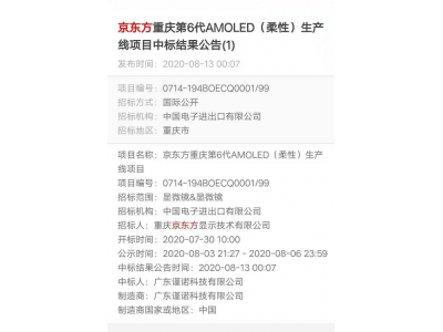 恭喜謹諾中標(biāo)京東方重慶第6代AMOLED（柔性）生產(chǎn)線項目